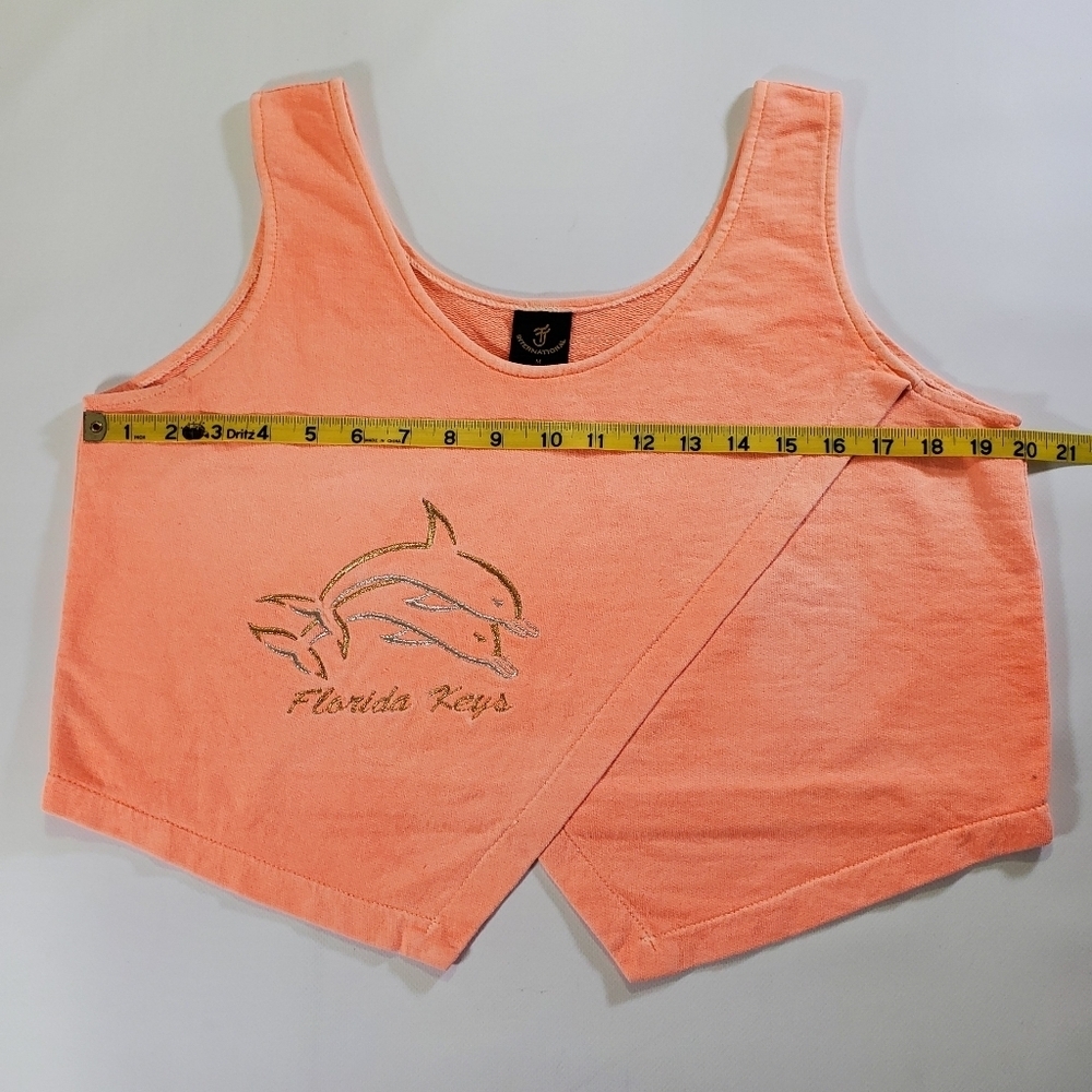 2280 * Vintage Florida Keys Dolphin Cropped Tank Peach Orange Size M - Picture 6 of 7